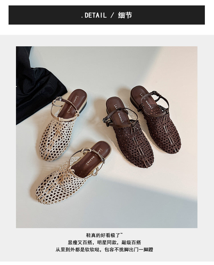Karin Luna In Stock Spot Goods  Resort Style Series~Casual woven closed-toe flat sandals