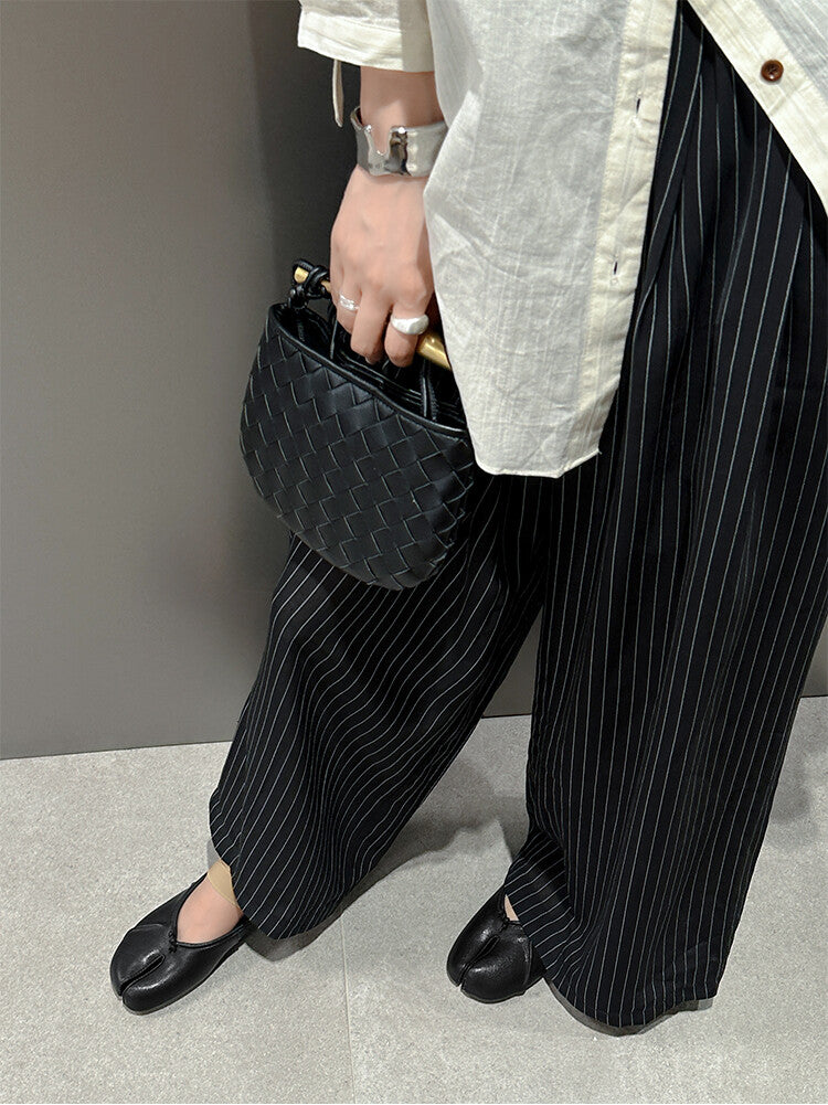 Karin Luna Classic Split-Toe Shoes  Explosive Pattern One-Strap Mary Jane Height-Increasing Full Leather Closed-Toe Slippers