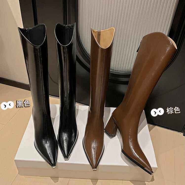 Karin Luna In Stock In-stock Pointed Toe Elegant High Heels v Slimming Effect Long Boots