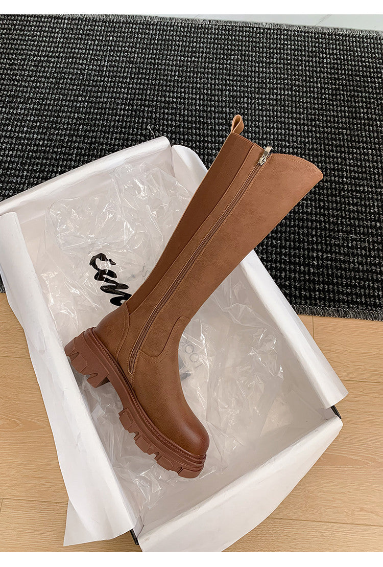 Karin Luna In Stock Versatile Irregular Stretch Fabric Long Boots
