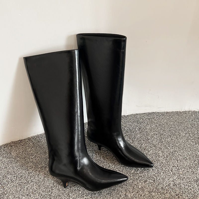 Karin Luna In Stock In Stock    Stunning Elegant Style Kitten Heel Straight Long Boots