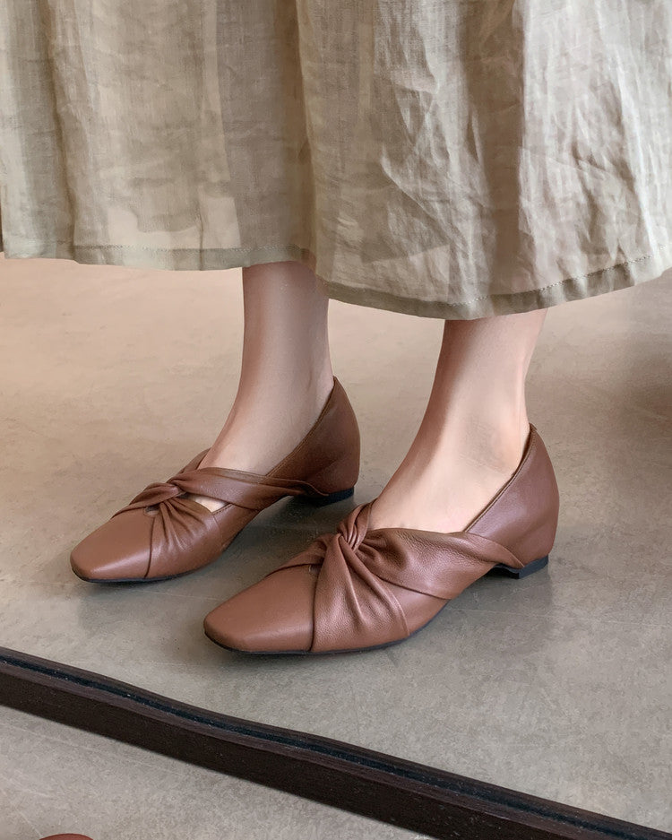 Karin Luna Cross Design Square Toe Hidden Wedge Shoes