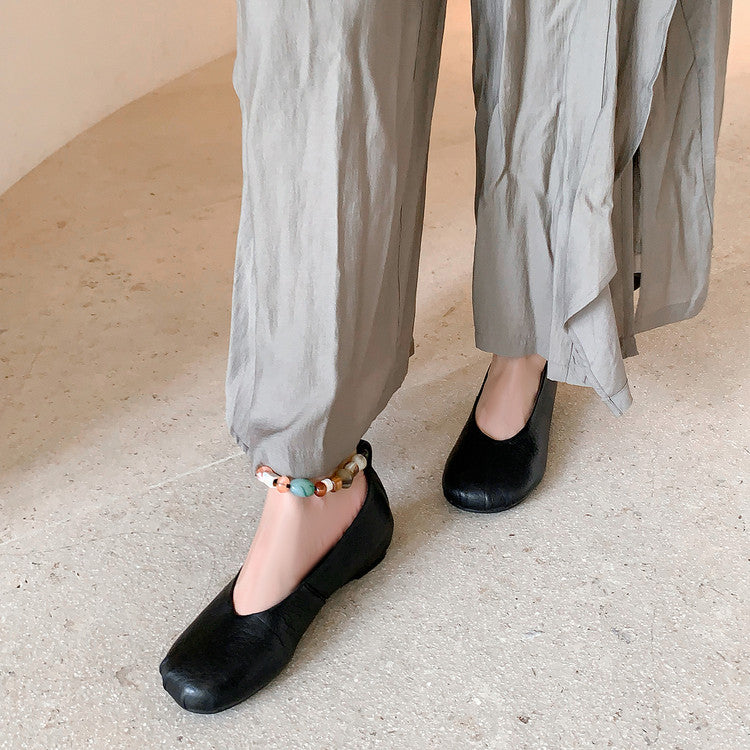 Karin Luna Full Layer Inside and Out~Elephant Pattern Round Toe Hidden Wedge Granny Shoes
