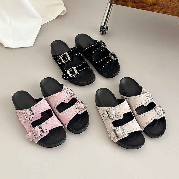 Karin Luna In Stock Spot Goods Casual Thick-Soled Belt Buckle Slippers