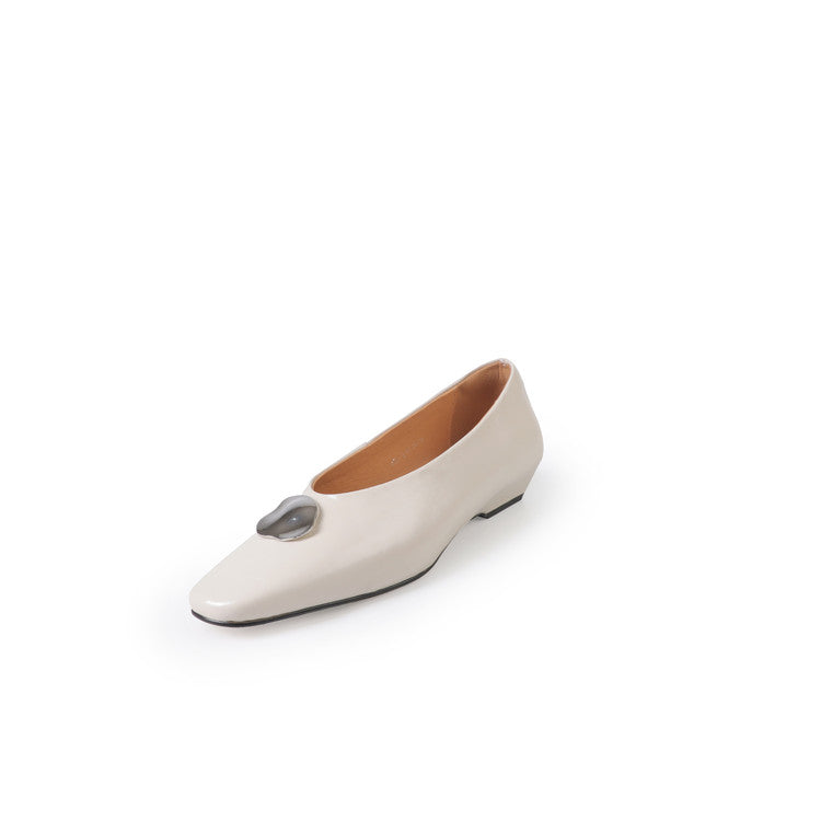 Karin Luna In Stock Spot Goods  Small Metal Decoration Thick Heel Single Shoes