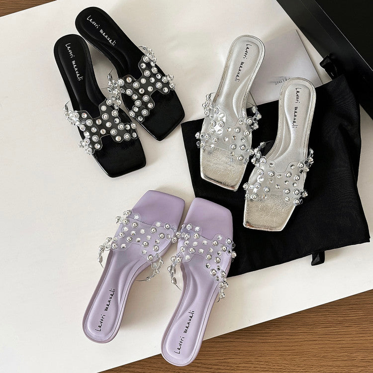 Karin Luna In Stock Spot Goods Classic versatile transparent sequin slippers