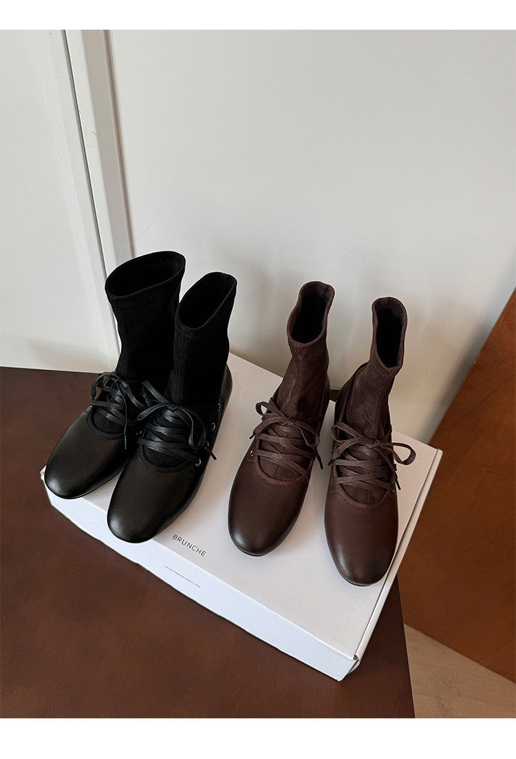 Karin Luna Round Toe Internal Height Increase Lace-up Ankle Boots