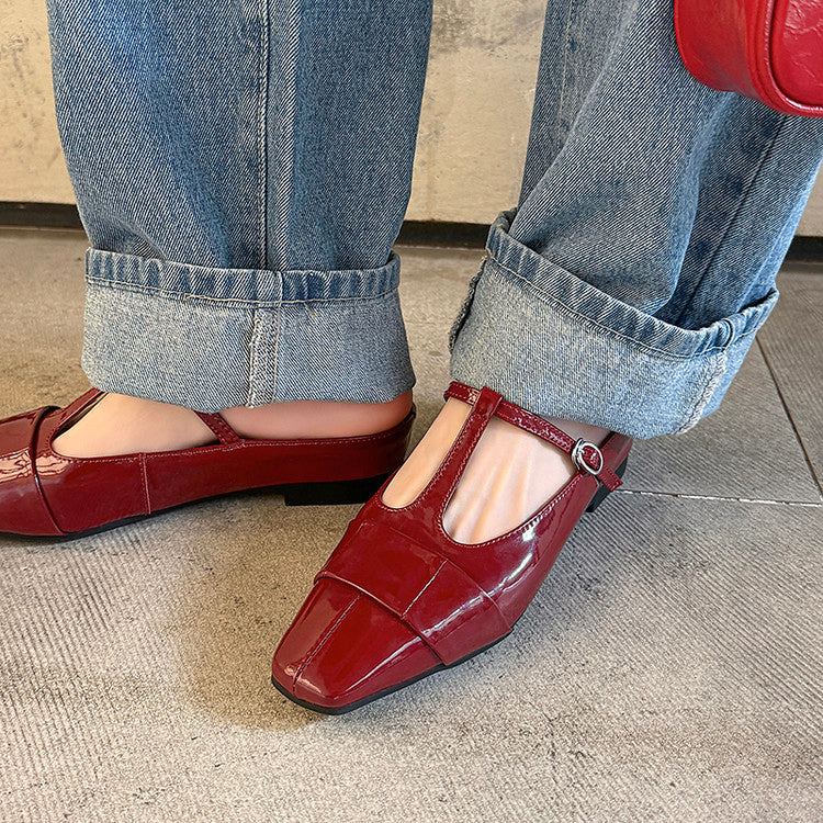 Karin Luna In Stock Spot Goods  t Square-Toed Full Leather Basic Slippers
