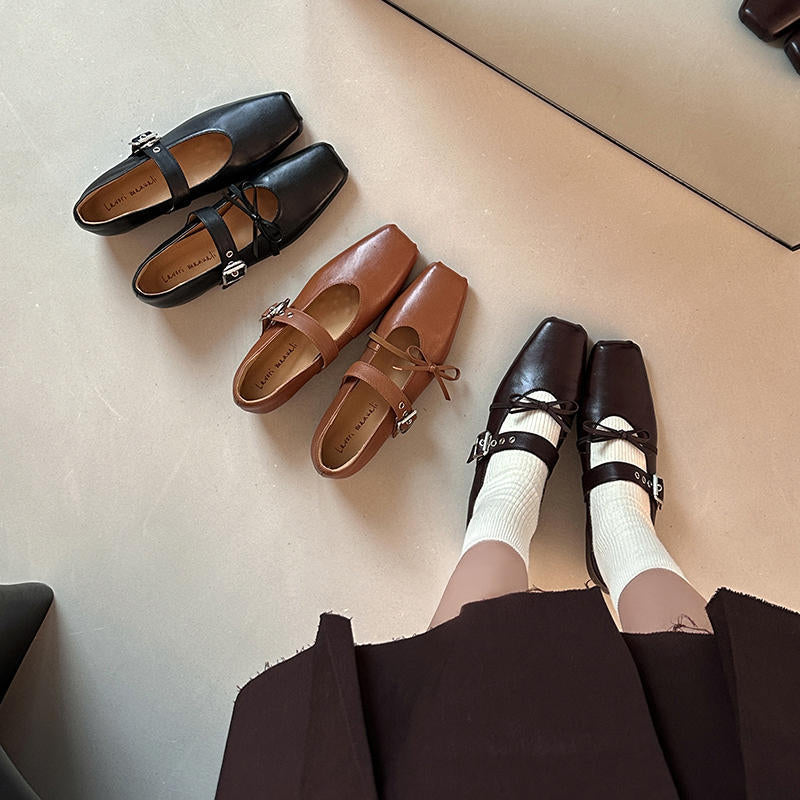 Karin Luna In Stock Spot Goods  Square Toe Internal Height Increase Detachable Bowknot
