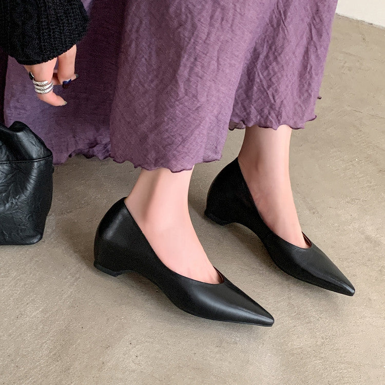 Karin Luna Full Layer Inside and Out~Basic Versatile Retro French Pointed Toe Irregular Heel Single Shoes