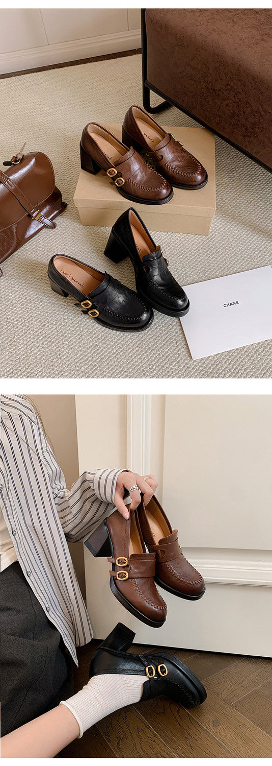 Karin Luna Bestseller Hot-Selling Derivative Edition Self-contained Strap Buckle Casual Loafers