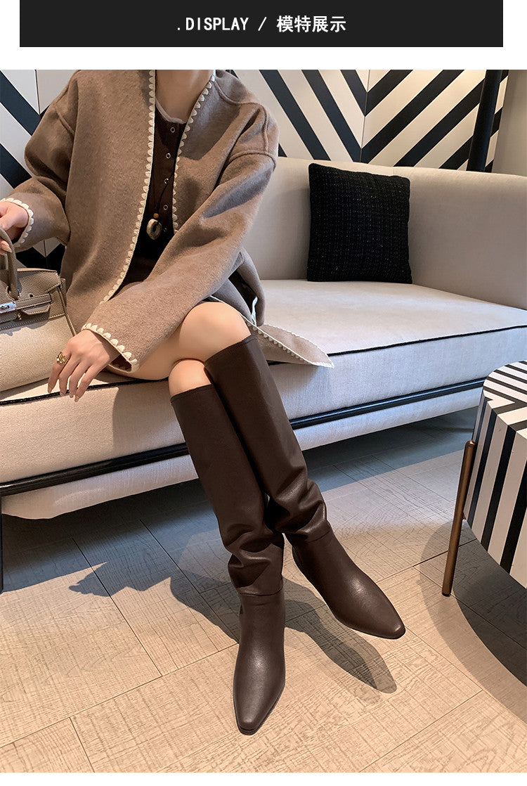 Karin Luna Elegant Style Slanted Inner Height-Increasing Long Boots