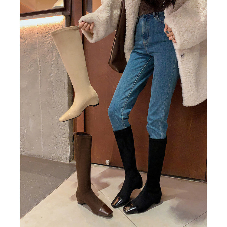 Karin Luna In Stock In Stock Patchwork Long Boots Elegant Versatile