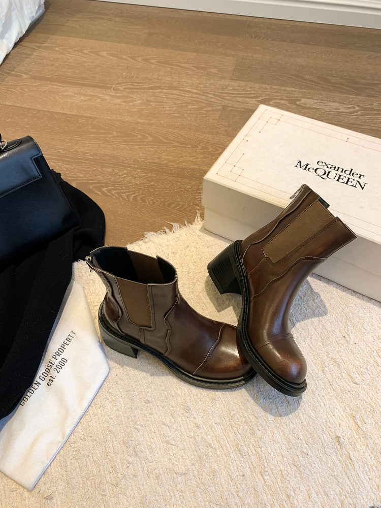 Karin Luna In Stock Spot Goods  Round Toe Stretch Round Toe Chelsea Short Boots
