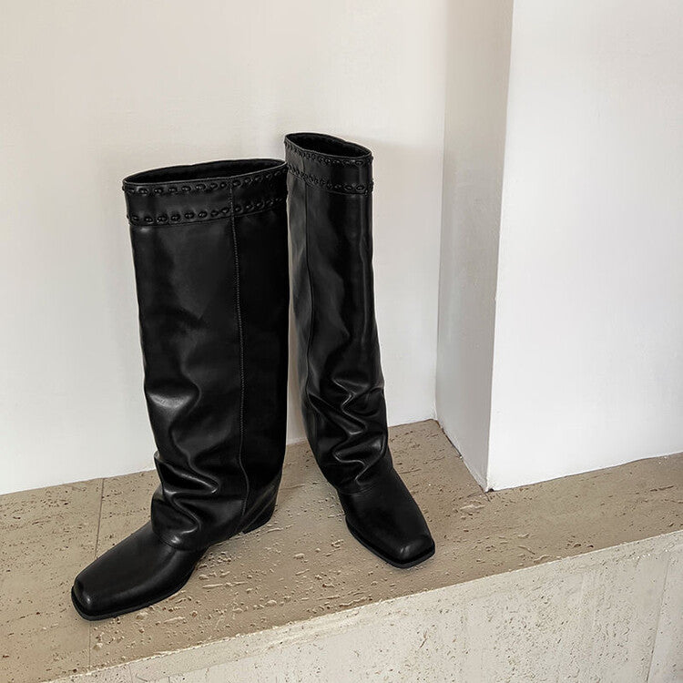Karin Luna cool girl Stylish and Sweet Square-Toe Booties