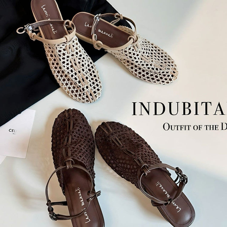 Karin Luna In Stock Spot Goods  Resort Style Series~Casual woven closed-toe flat sandals