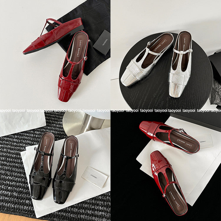 Karin Luna In Stock Spot Goods  t Square-Toed Full Leather Basic Slippers