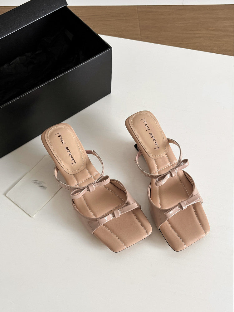 Karin Luna Hot Item Hot Item Self-Flow Square-Toe Irregular Heel Slippers