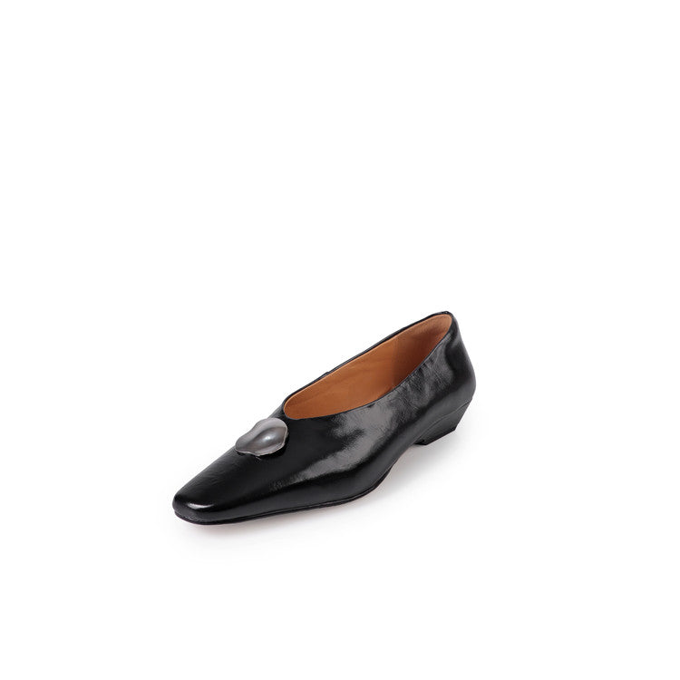 Karin Luna In Stock Spot Goods  Small Metal Decoration Thick Heel Single Shoes