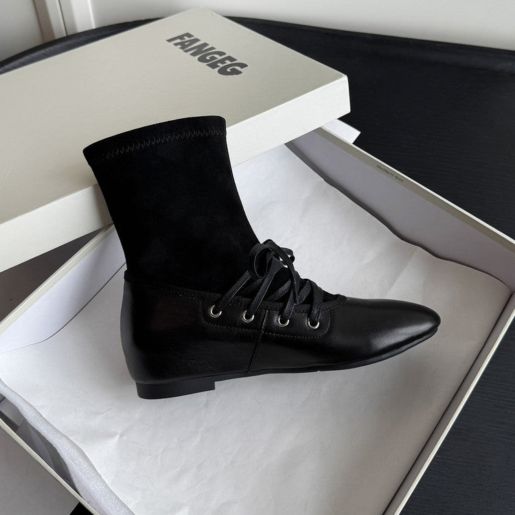 Karin Luna Round Toe Internal Height Increase Lace-up Ankle Boots