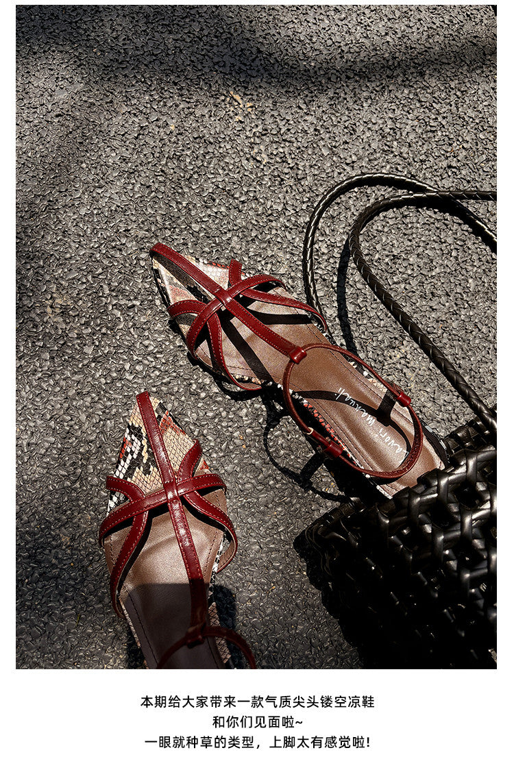 Karin Luna In Stock Spot Goods  French-style Hollow-out Thin Strap Sandals