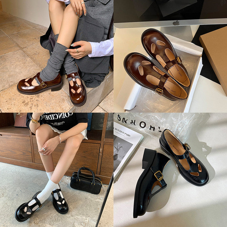 Karin Luna In Stock Spot Goods Minimalist Retro British Style Irregular Hollow Single Shoes