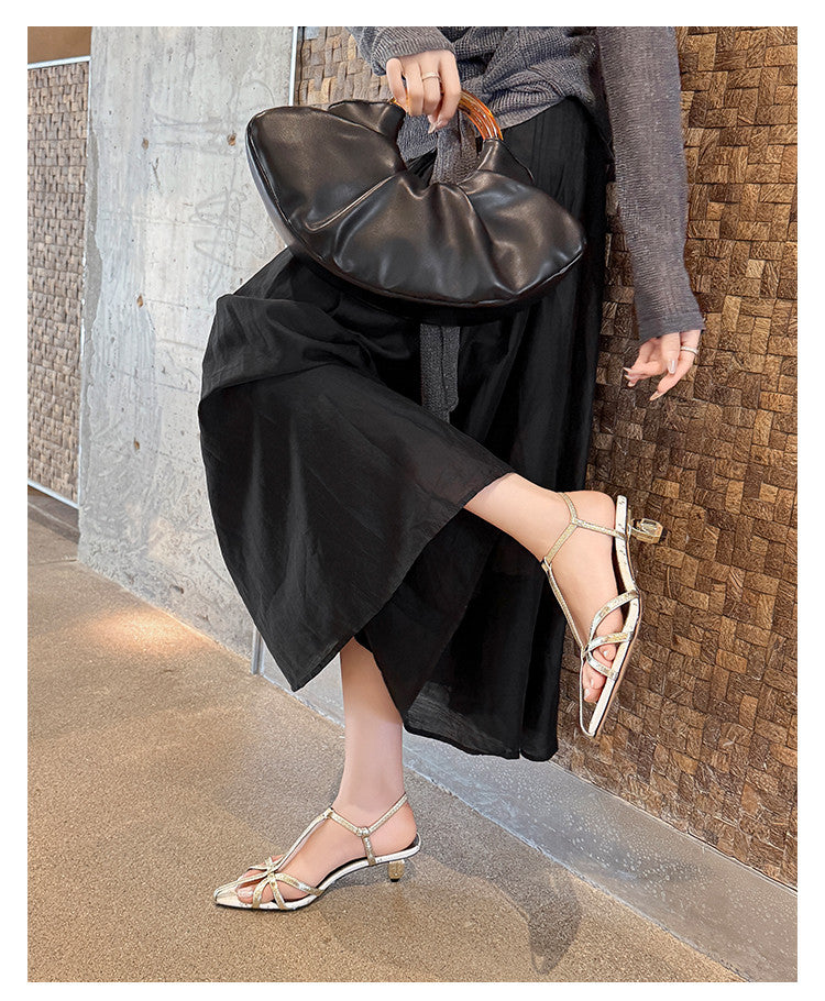 Karin Luna In Stock Spot Goods  French-style Hollow-out Thin Strap Sandals