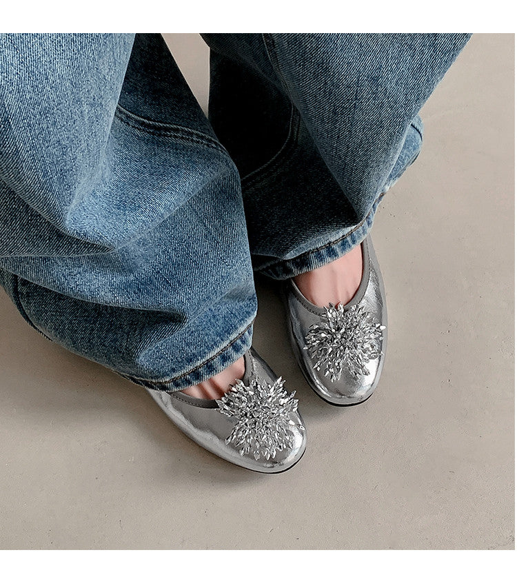 Karin Luna Full Leather Inside and Out~Gorgeous Fireworks Flat Granny Shoes