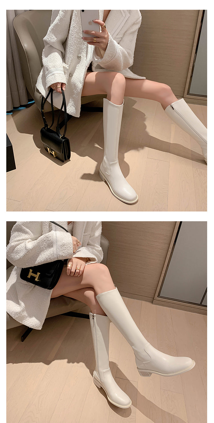Karin Luna Internet Celebrity Photo  Best-selling in stock Full Leather Basic Long Boots  Winter Essential Combat Boots