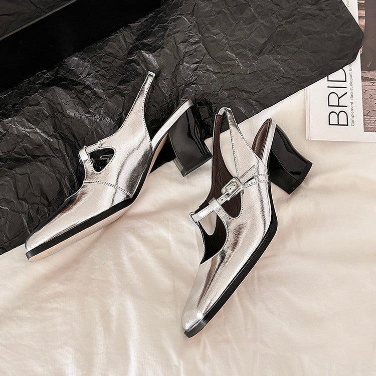 Karin Luna In Stock In Stock  Unique European and American Style Square-Toed Chunky Heel Closed-Toe Sandals