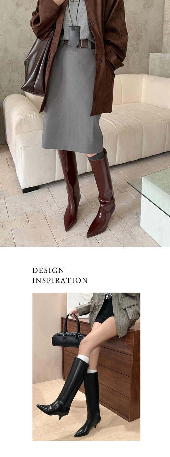 Karin Luna In Stock In Stock    Stunning Elegant Style Kitten Heel Straight Long Boots