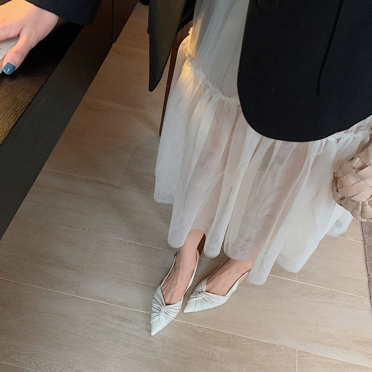 Karin Luna In Stock In Stock  Exquisite Pointed Toe Backless Closed-Toe Stiletto Sandals