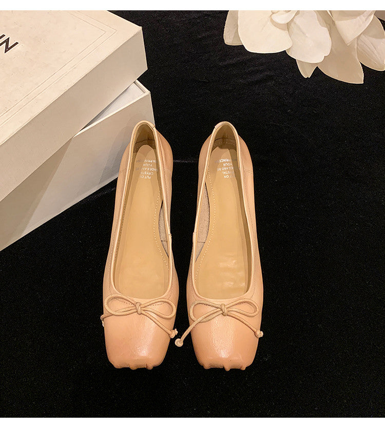 Karin Luna In Stock In Stock ~Full leather inside and out Pig Nose Bow Retro Thick Heel Mary Jane Shoes