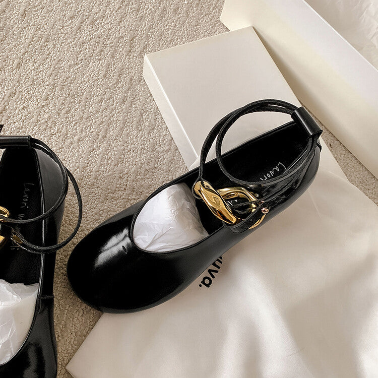 Karin Luna In Stock Large Stock Main Promotion  Two-Way Wear Height-Increasing Retro Gold Buckle Mary Jane Shoes