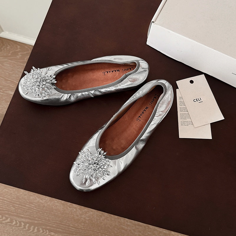 Karin Luna Full Leather Inside and Out~Gorgeous Fireworks Flat Granny Shoes