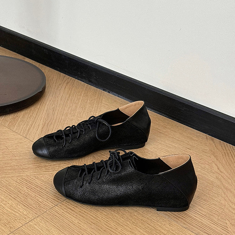 Karin Luna In Stock In Stock   Xiaohongshu Hot-Selling Lace-Up Round-Toe Deep Mouth Single Shoes