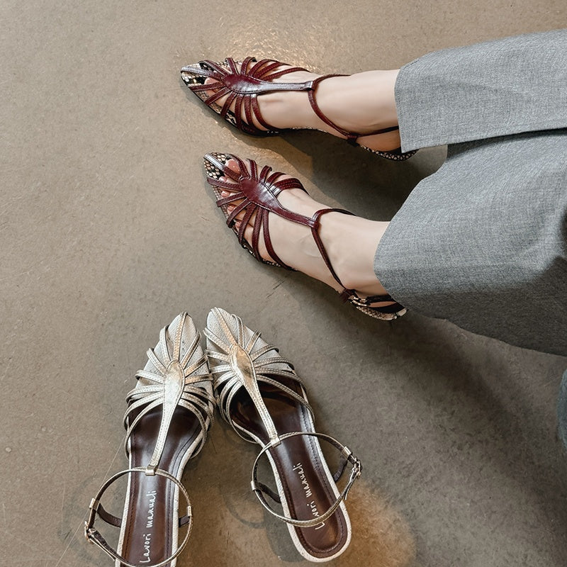 Karin Luna In Stock Spot Goods Open-toe French Style Metal Heel Sandals