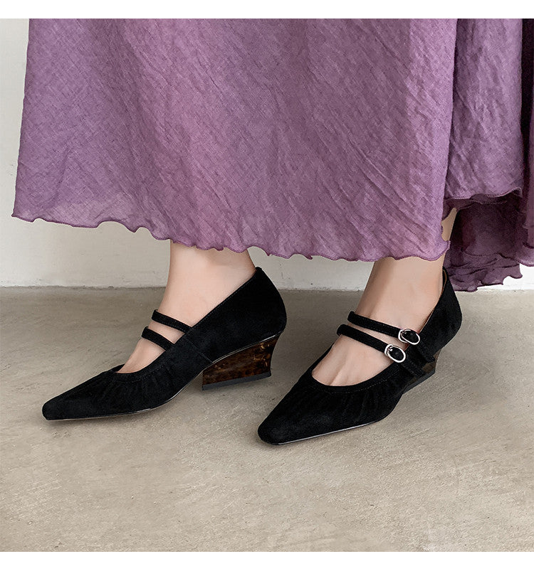Karin Luna Full Leather Inside and Out Popular Element Amber Heel Elegant French Style Single Shoes