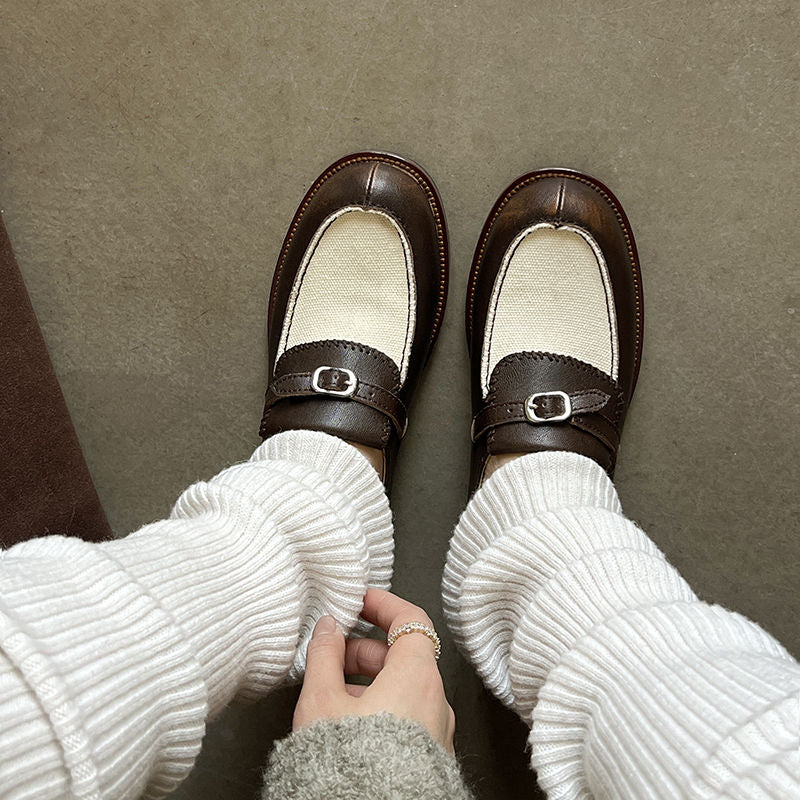 Karin Luna Casual Shoes Series~  In stock Classic color-blocking British style deep-mouth single shoes