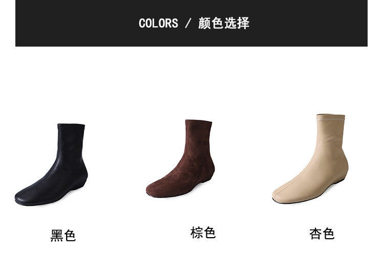 Karin Luna In Stock Spot Goods Round Toe Basic Stretch Slim Short Boots