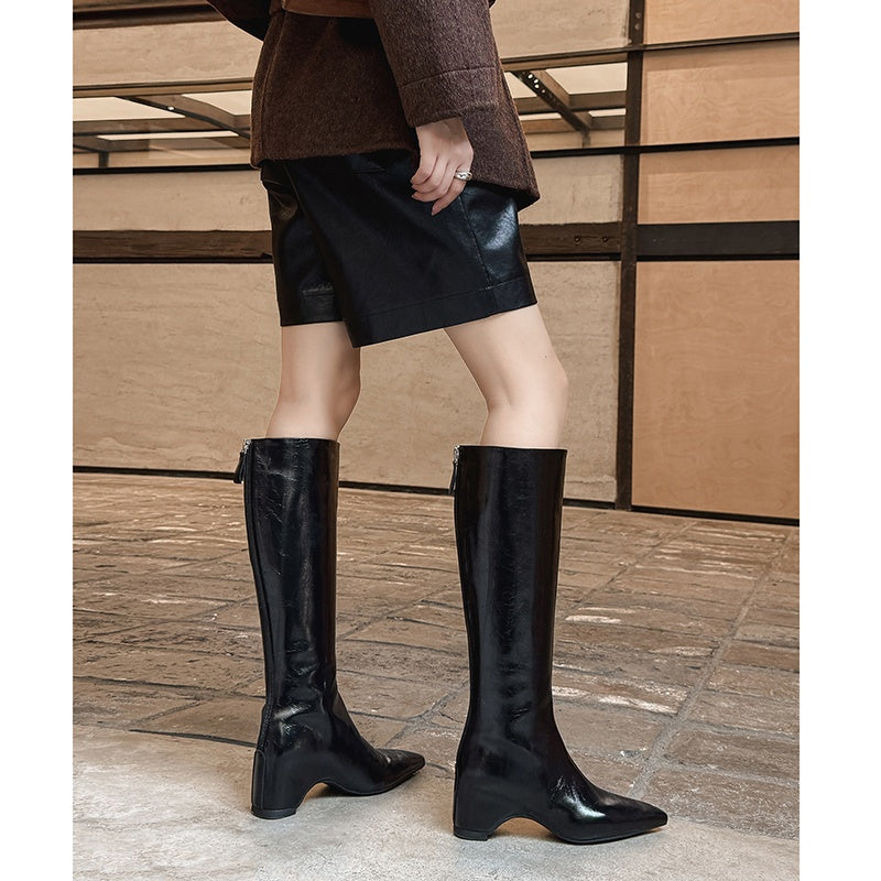 Karin Luna Elegant Style Pointed Toe Internal Height Increase Long Boots