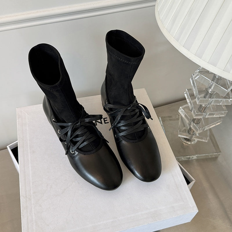 Karin Luna Round Toe Internal Height Increase Lace-up Ankle Boots