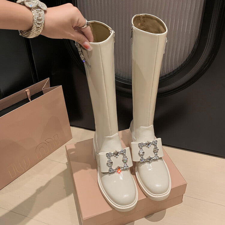 Karin Luna has prepared stock  Custom Large Square Buckle Bowknot Fastener Elegant Long Boots