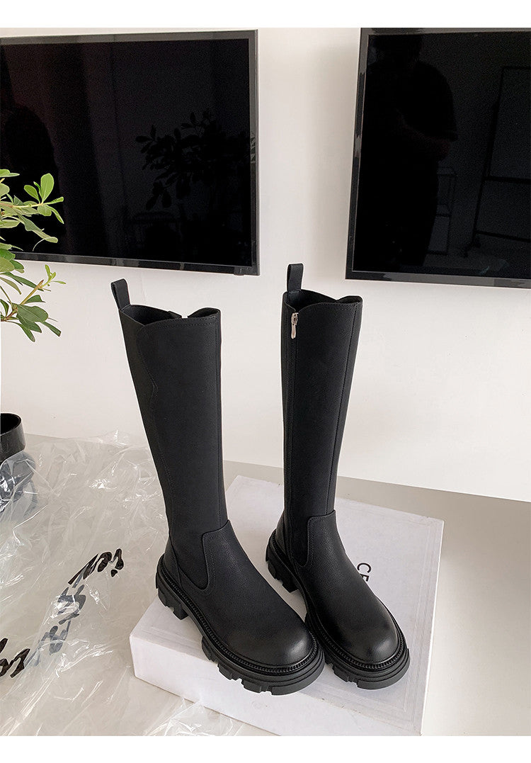 Karin Luna In Stock Versatile Irregular Stretch Fabric Long Boots