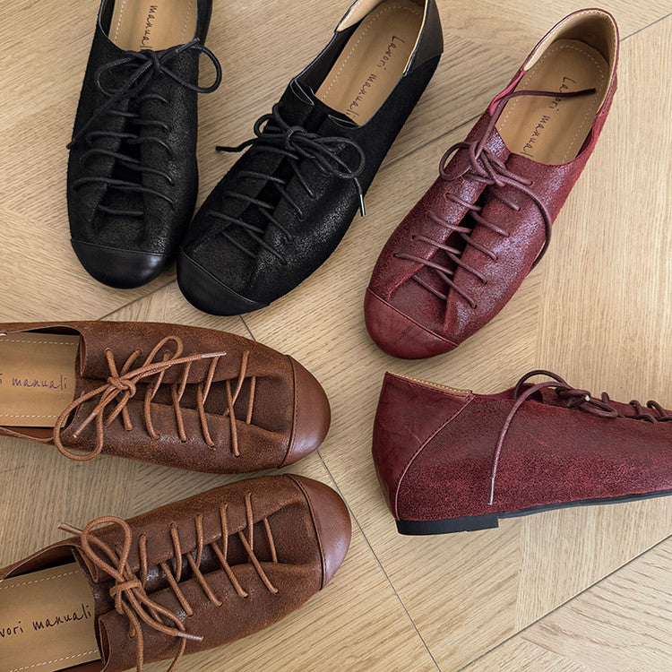 Karin Luna In Stock In Stock   Xiaohongshu Hot-Selling Lace-Up Round-Toe Deep Mouth Single Shoes