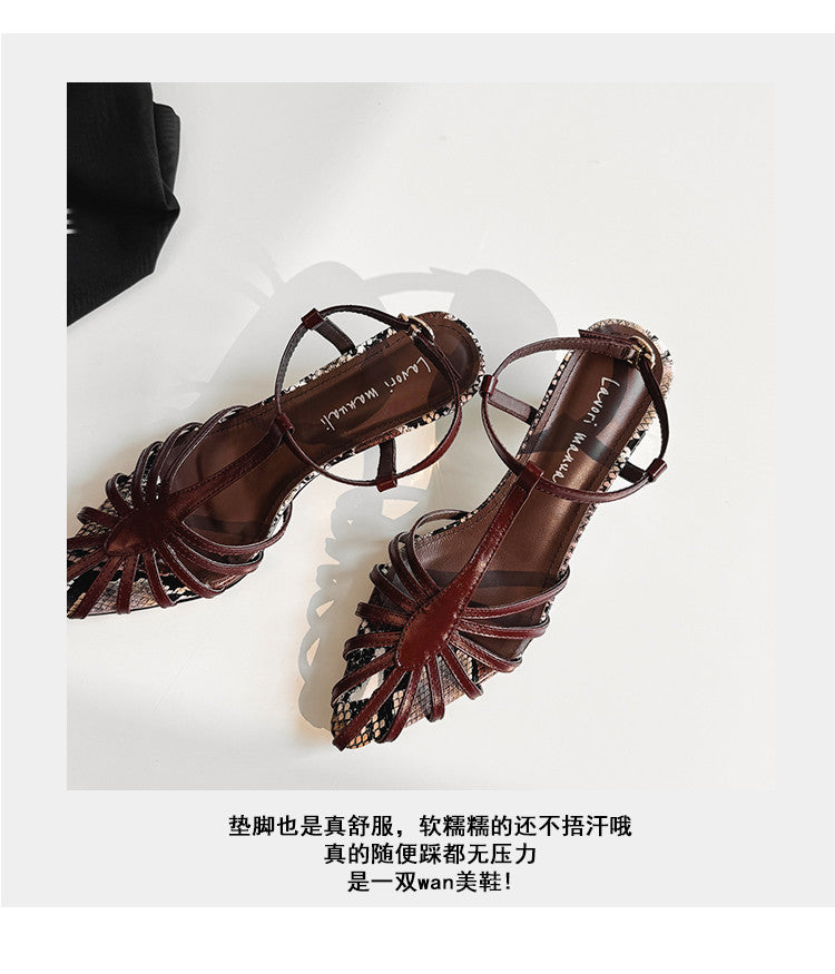 Karin Luna In Stock Spot Goods Open-toe French Style Metal Heel Sandals