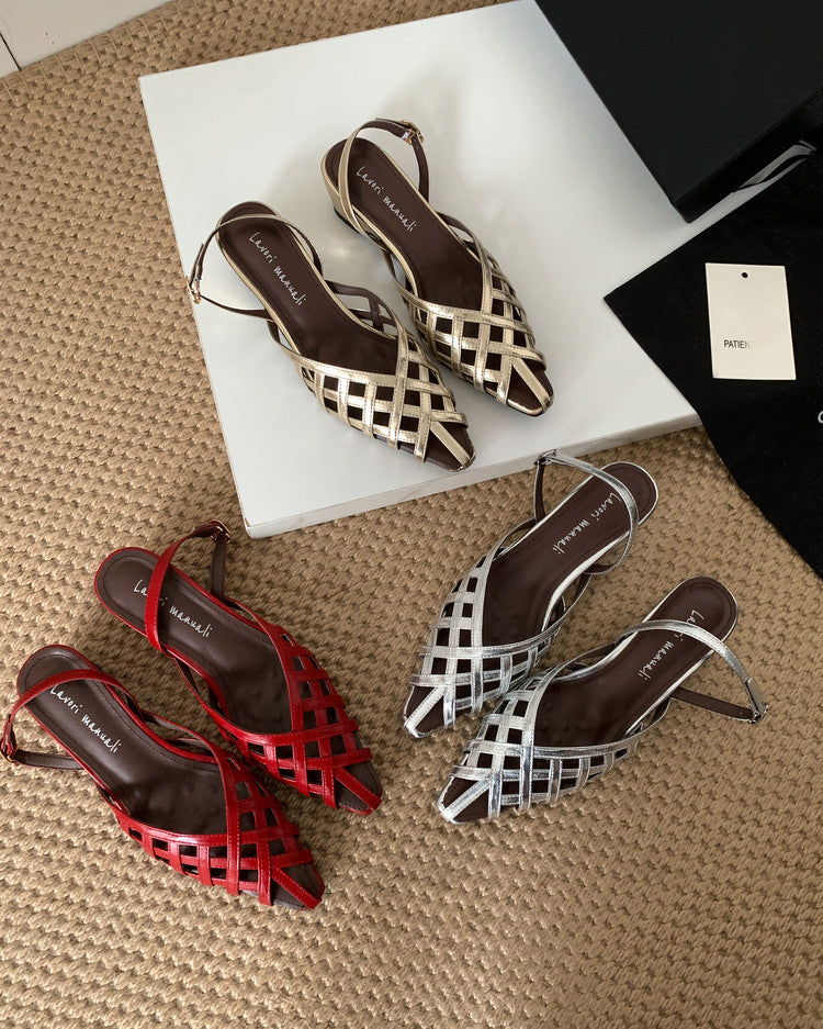 Karin Luna Braided Style ~Cross-woven Pointed Toe Closed-toe Sandals