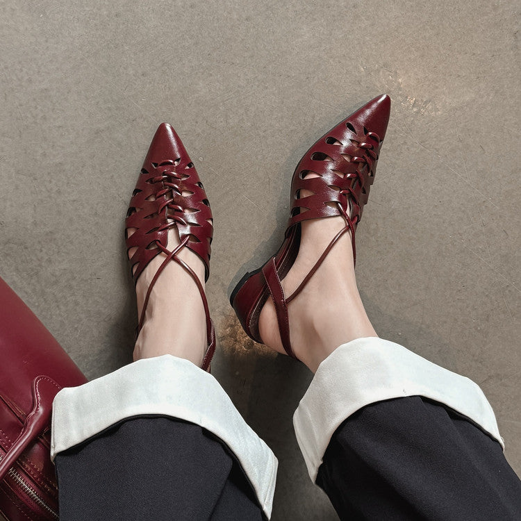 Karin Luna Braided Style ~Cross-woven Pointed Toe Closed-toe Sandals