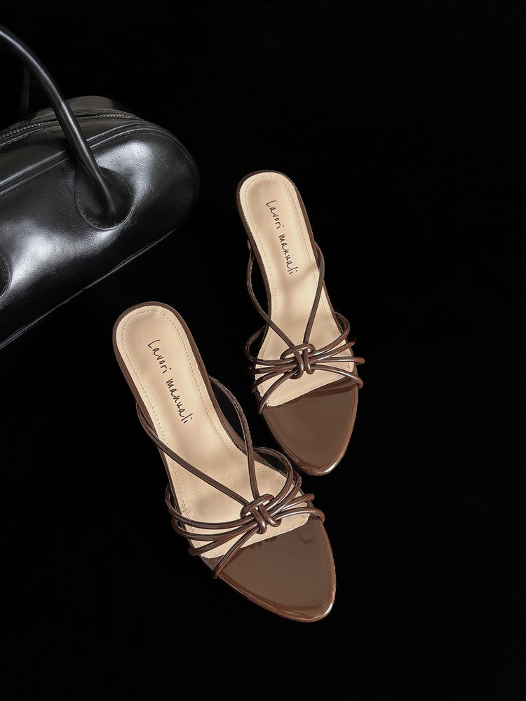 Karin Luna In Stock In Stock  In Stock Round Toe Cross Hollow Round Toe Stiletto Slippers