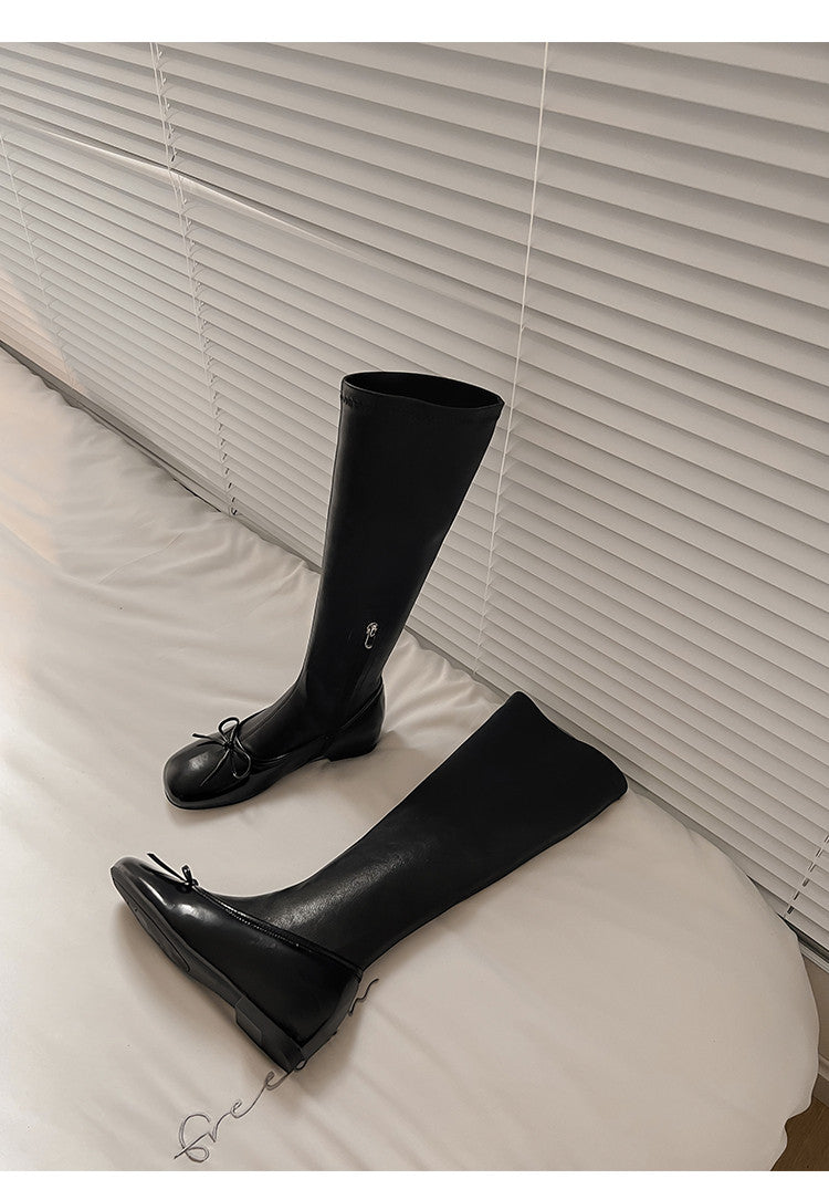 Karin Luna In Stock Spot Goods  Butterfly Knot Round Toe Hidden Heel Boots